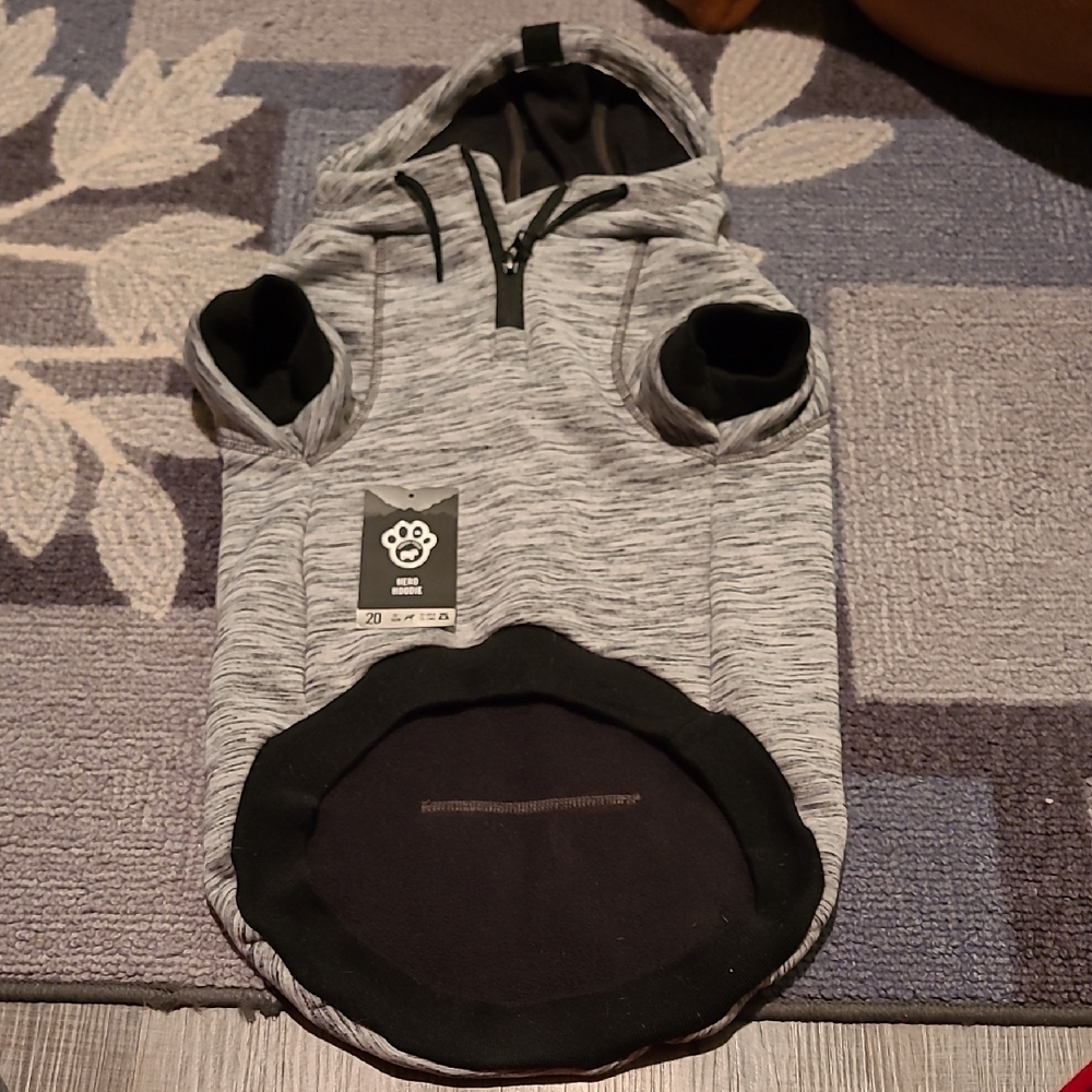 Gray and Black Dog Hoodie